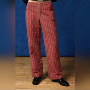 NEW BDG urban outfitters red plaid quilted cotton pant with zip ankle. so FUN!!